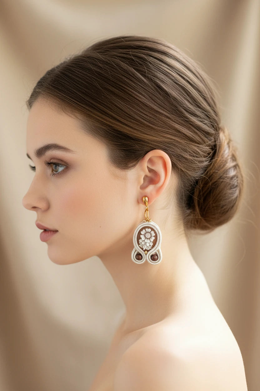 Orecchini in Soutache con Cammeo Fiori