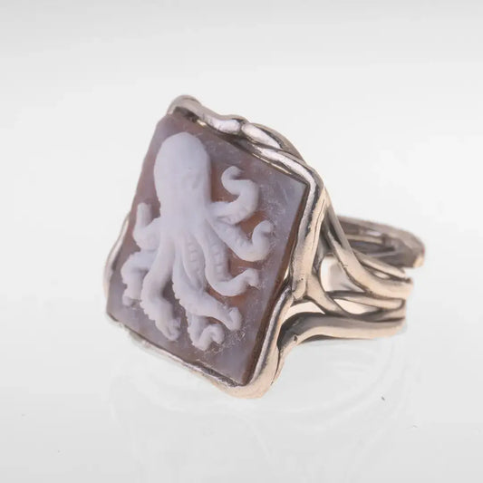 Artistic Octopus Cameo Ring