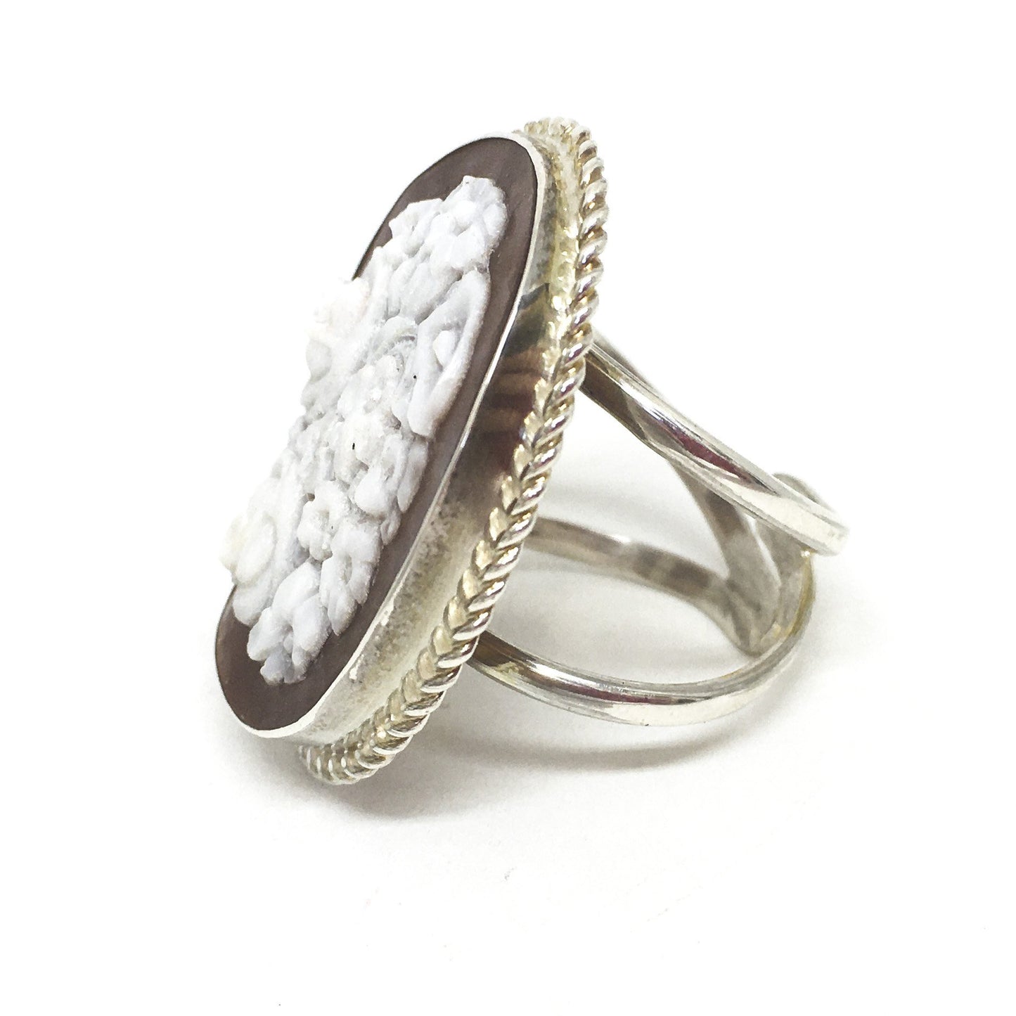 Anello Cammeo IArtistico Incisione Fiori