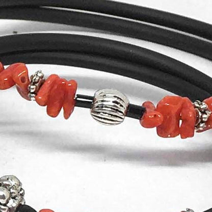 Bracciale Corallo e Caucciù