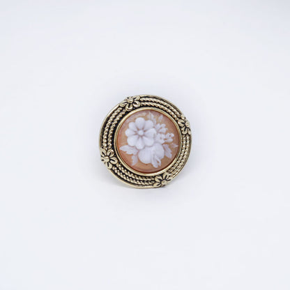 Italian Cameo Ring Embossed Flower Cameo