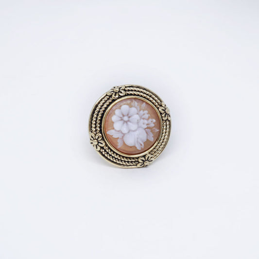 Italian Cameo Ring Embossed Flower Cameo