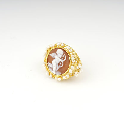 Anello-cammeo-Putto-con-arco-oro-1