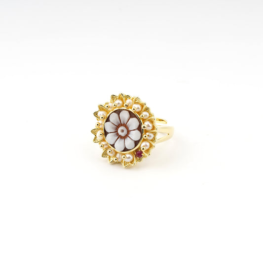 Anello Cammeo Fiore-Oro