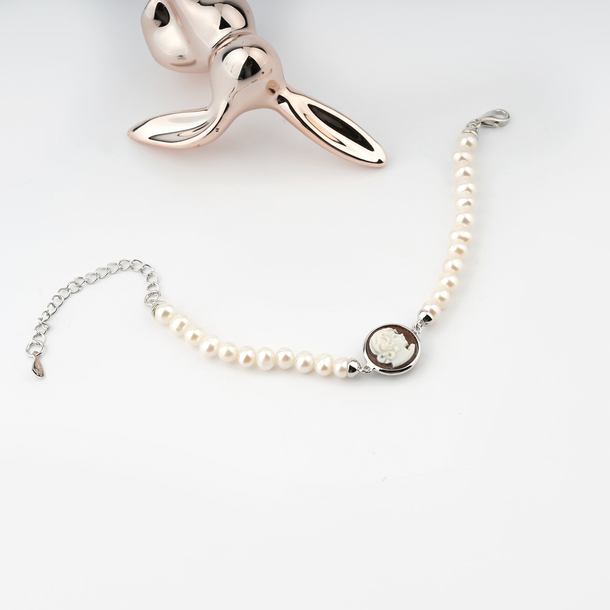 Bracciale-Ballet-Cammeo-Profilo-Donna-Rodio-Bianco