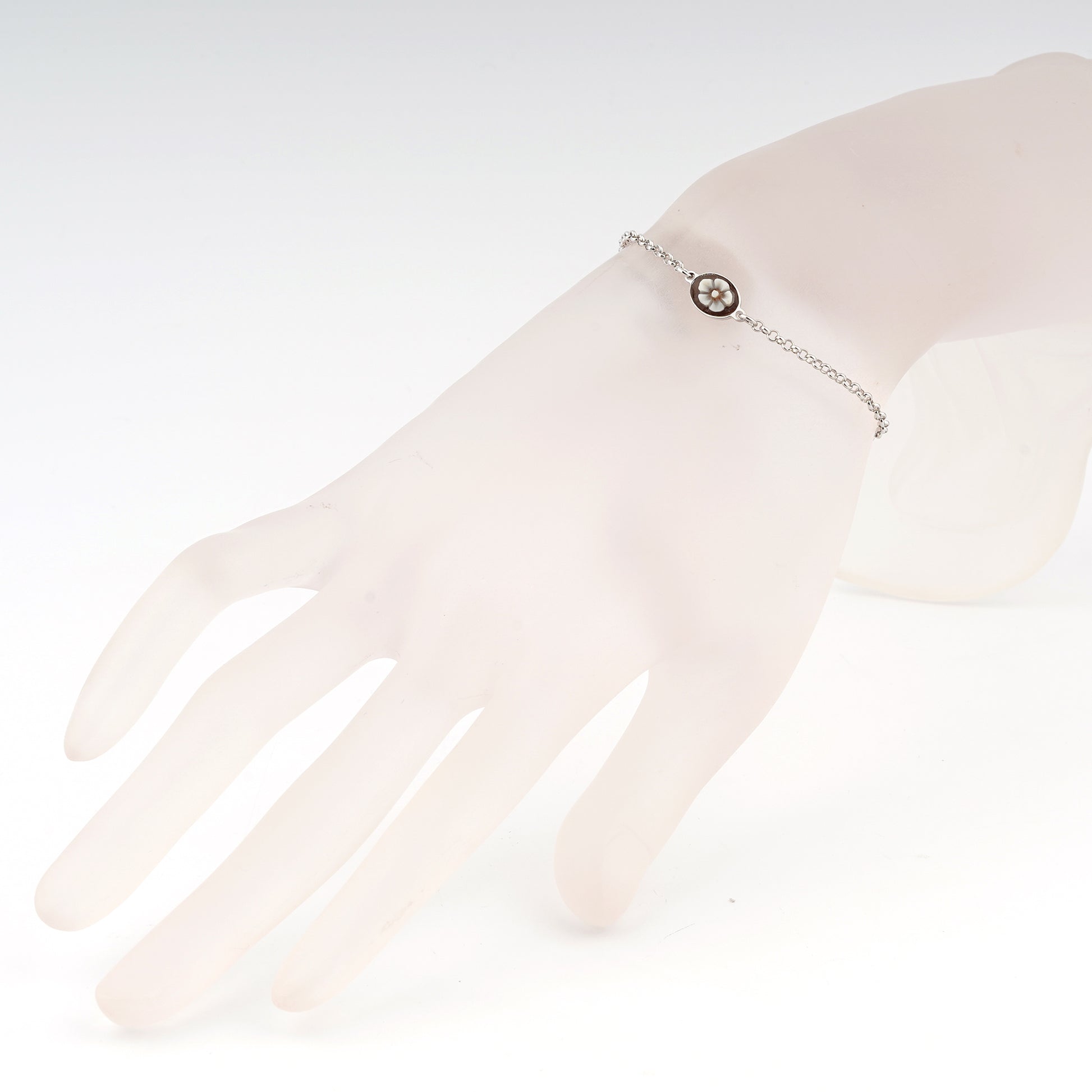 Bracciale-Colibri-Cammeo-Fiore-Rodio-Bianco