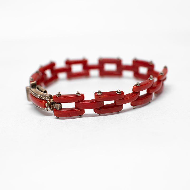 Bracciale Pasta Corallo Rosso e Zirconi