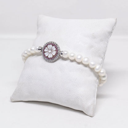 Bracciale-Cammeo-Fiori-Rodio-Bianco