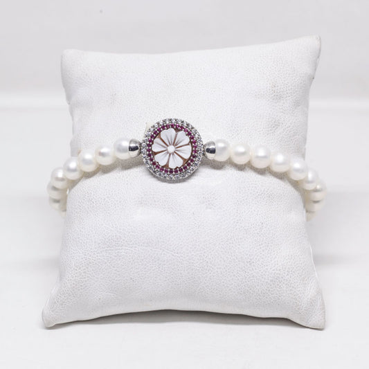 Bracciale-Cammeo-Fiori-Rodio-Bianco