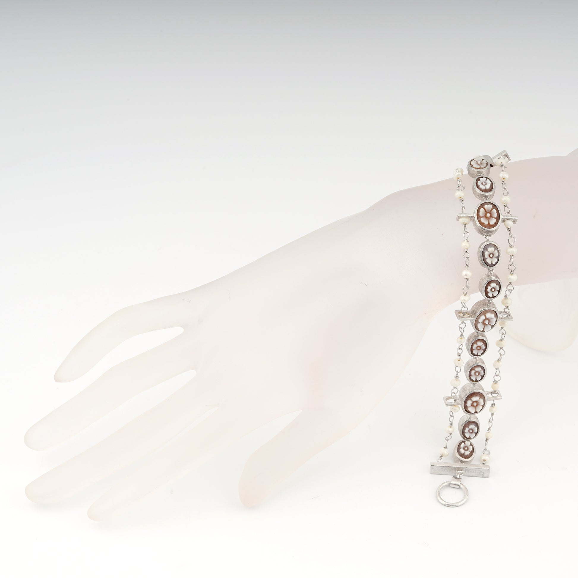Bracciale Anastasia Cammeo Fiori-Rodio Bianco