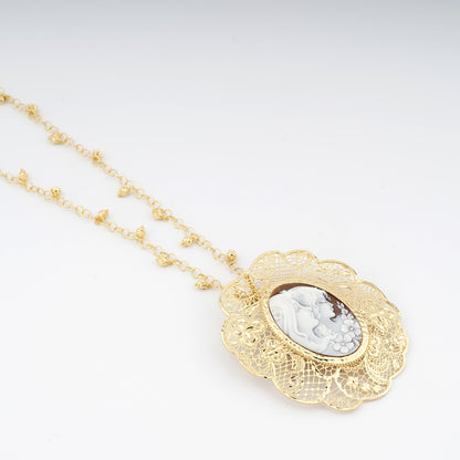 Collana-Merletti-Cammeo-Profilo-Donna-Oro