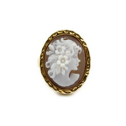 Anello-Cameo-Italiano-Cammeo-Old-Memory-Profilo-Donna
