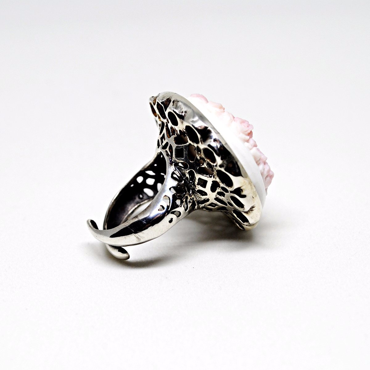 Cameo Ring Engraving Flowers