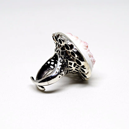 Cameo Ring Engraving Flowers