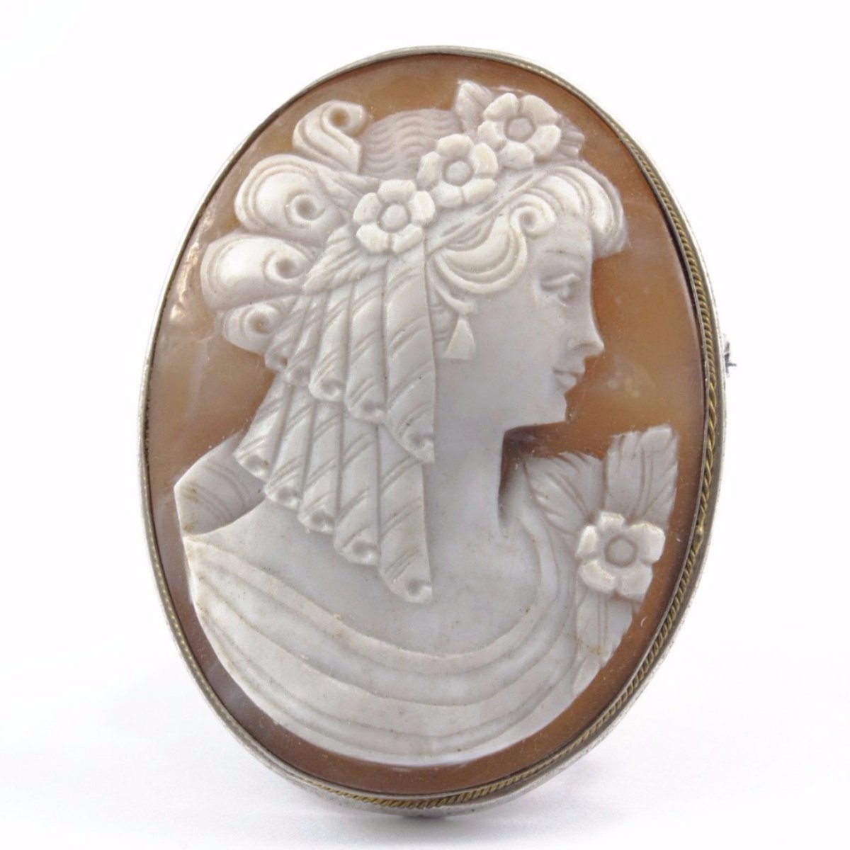 Woman Face Cameo Pendant Brooch