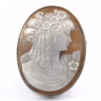 Woman Face Cameo Pendant Brooch