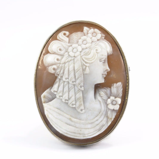 Woman Face Cameo Pendant Brooch