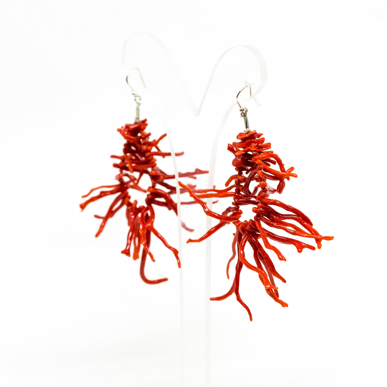 Orecchini -Pendenti -in-Frange-di-Corallo-Rosso