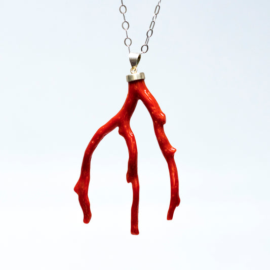 Collana-in-Argento-e-Pendente-in-Ramo-di-Corallo-Rosso