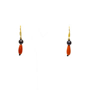 Orecchini in Perle Nere e Corallo Rosso