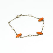 Bracciale con Cammei in Corallo e Perle