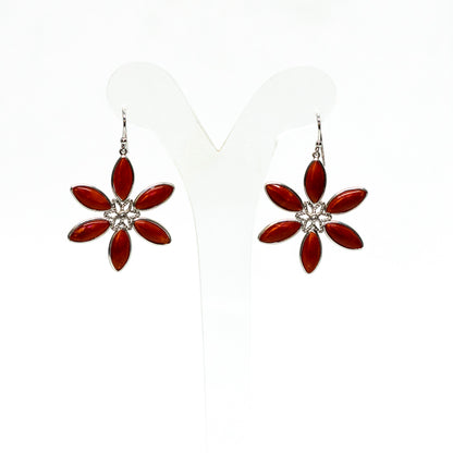 Red Coral Flower Earrings