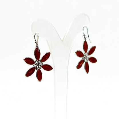 Red Coral Flower Earrings