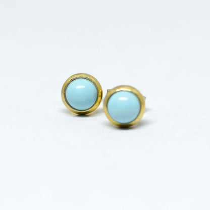 Turquoise paste and gold plated silver earrings