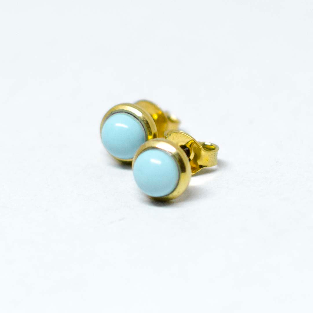 Turquoise paste and gold plated silver earrings