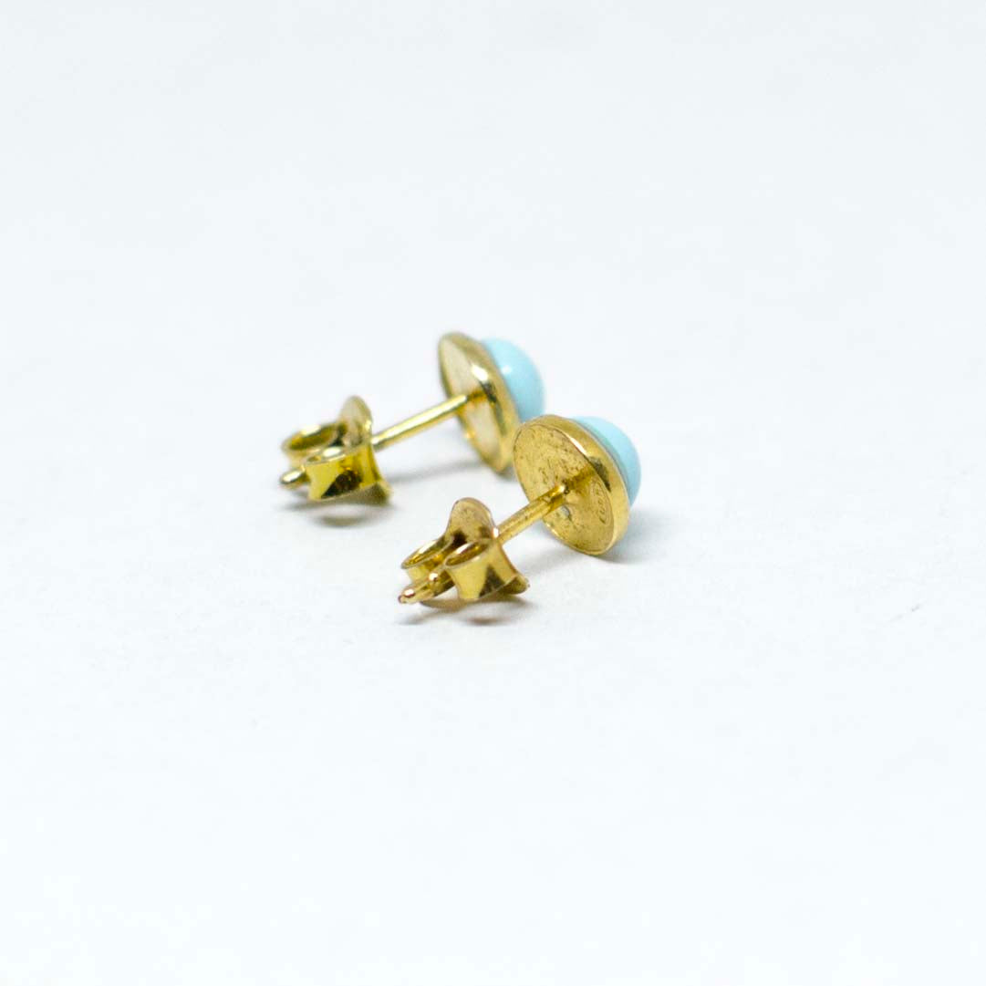 Turquoise paste and gold plated silver earrings