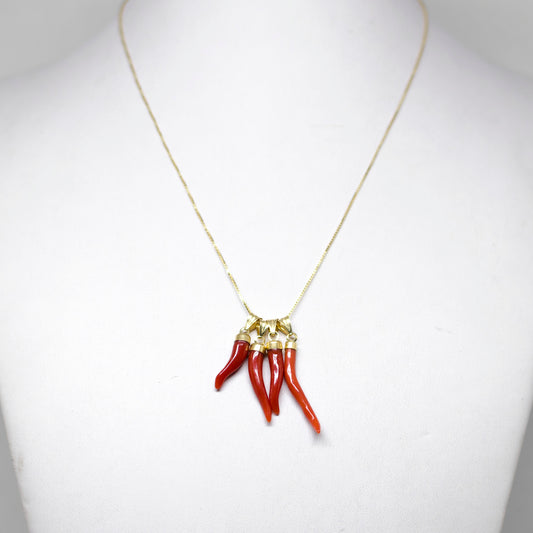 Pendente Corno in Corallo Rosso Portafortuna