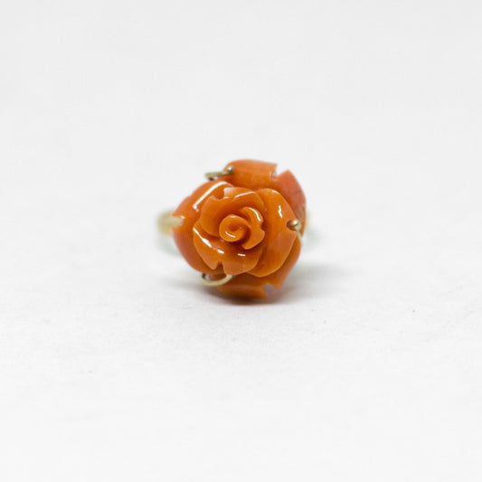 Orange Pink Coral Ring Sculpted