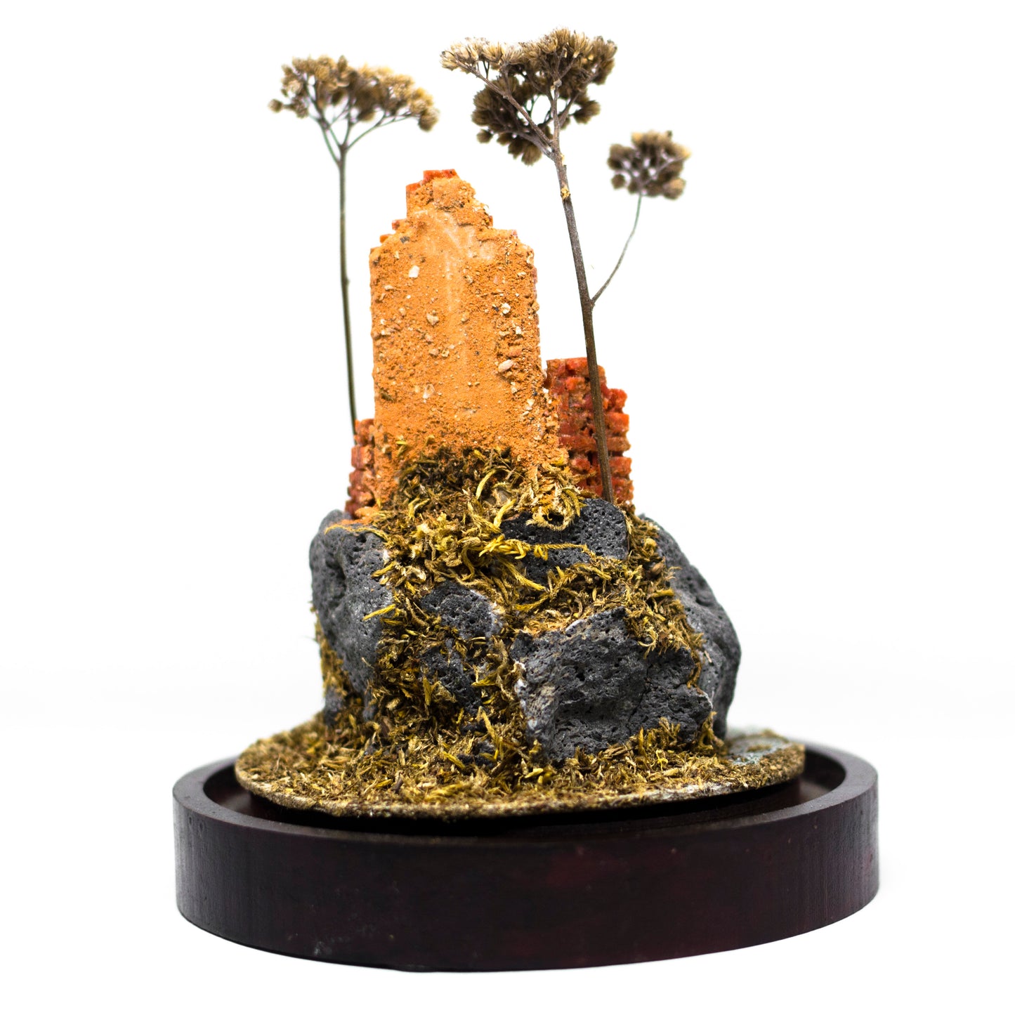 Nativity scene in coral and lava stone