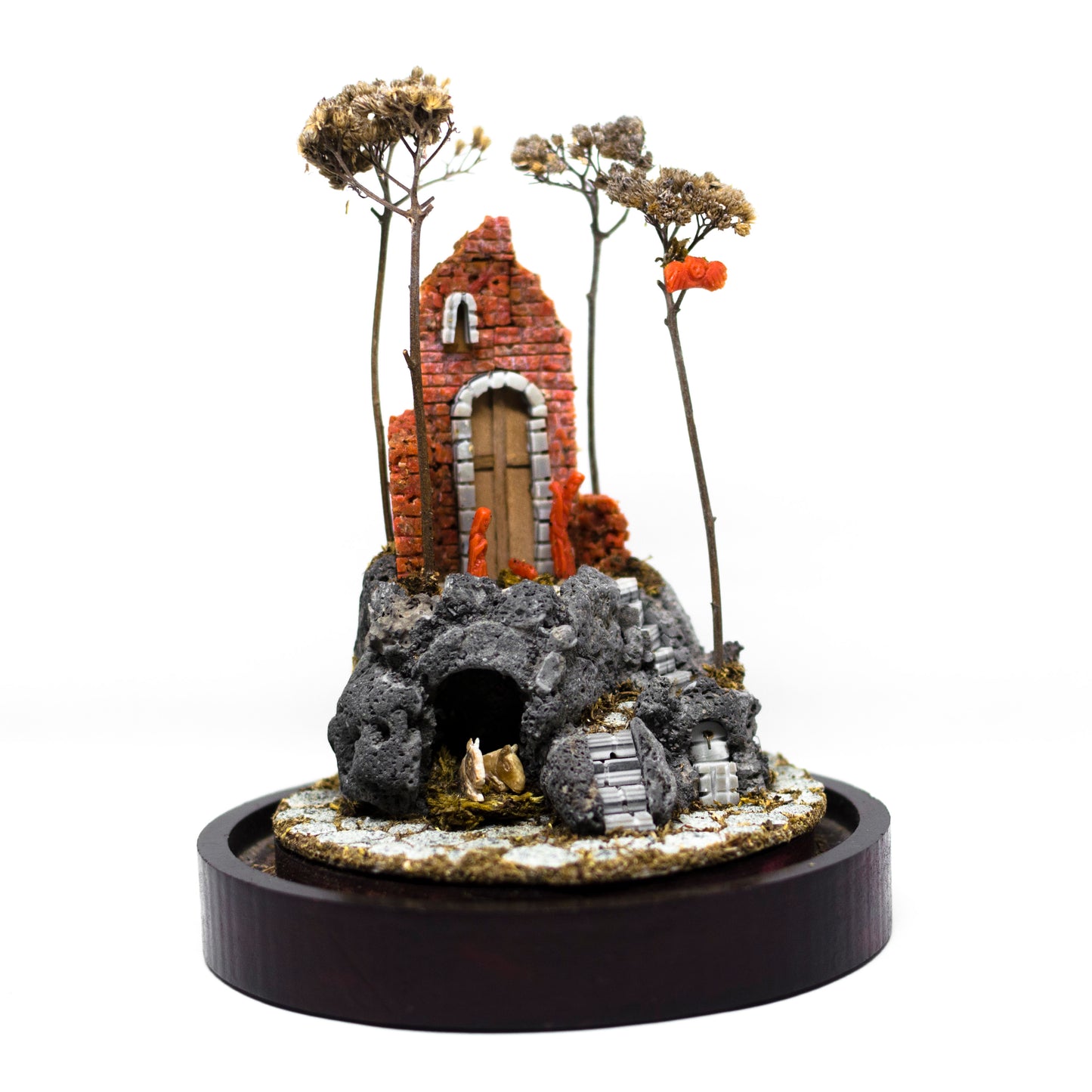 Coral and lava stone nativity scene