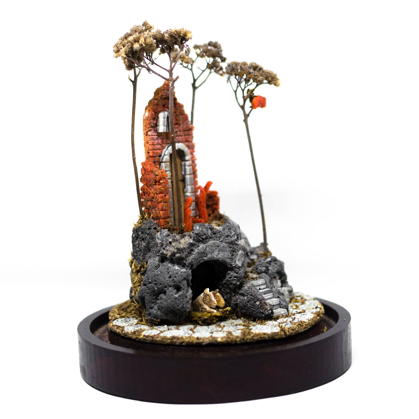 Coral and lava stone nativity scene