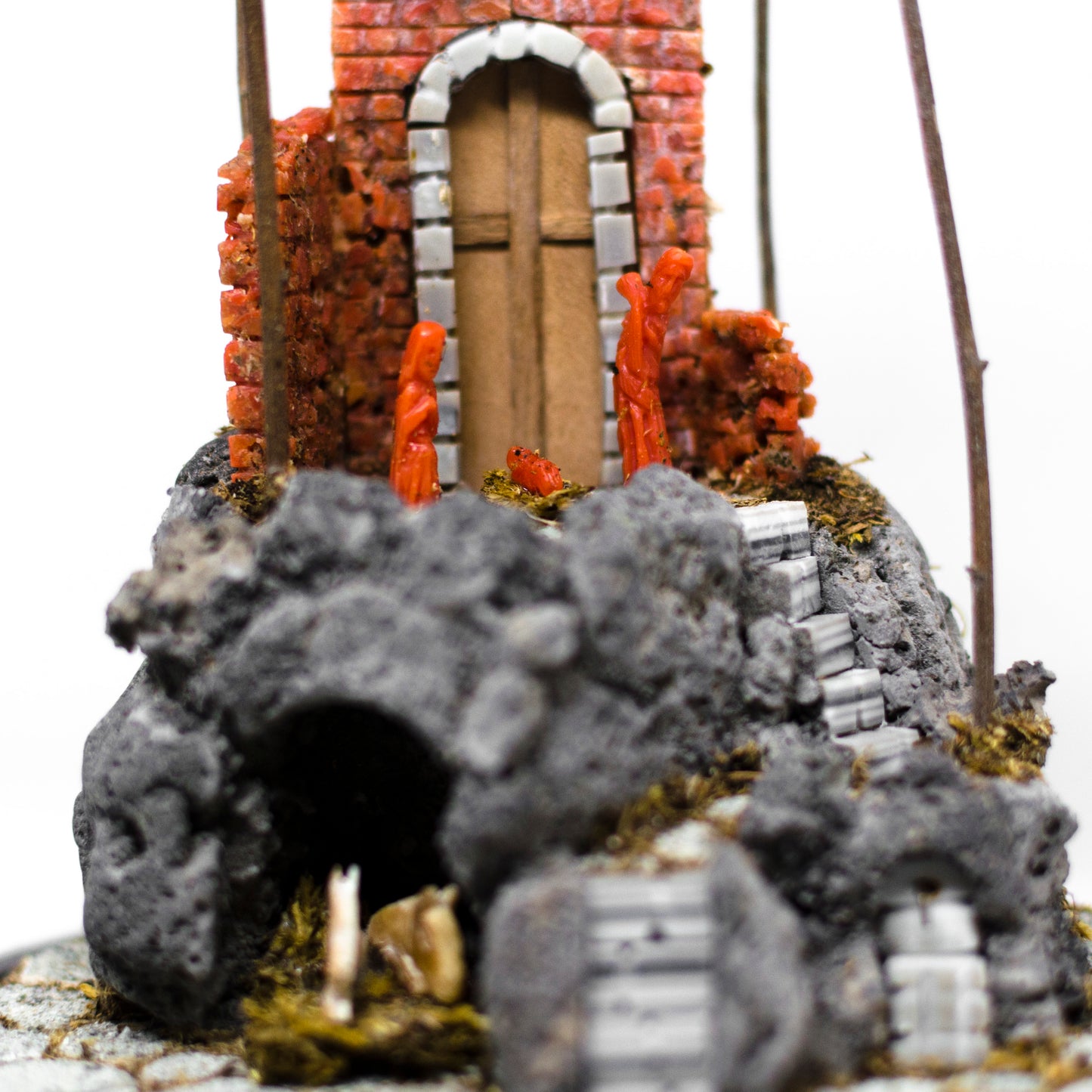 Coral and lava stone nativity scene