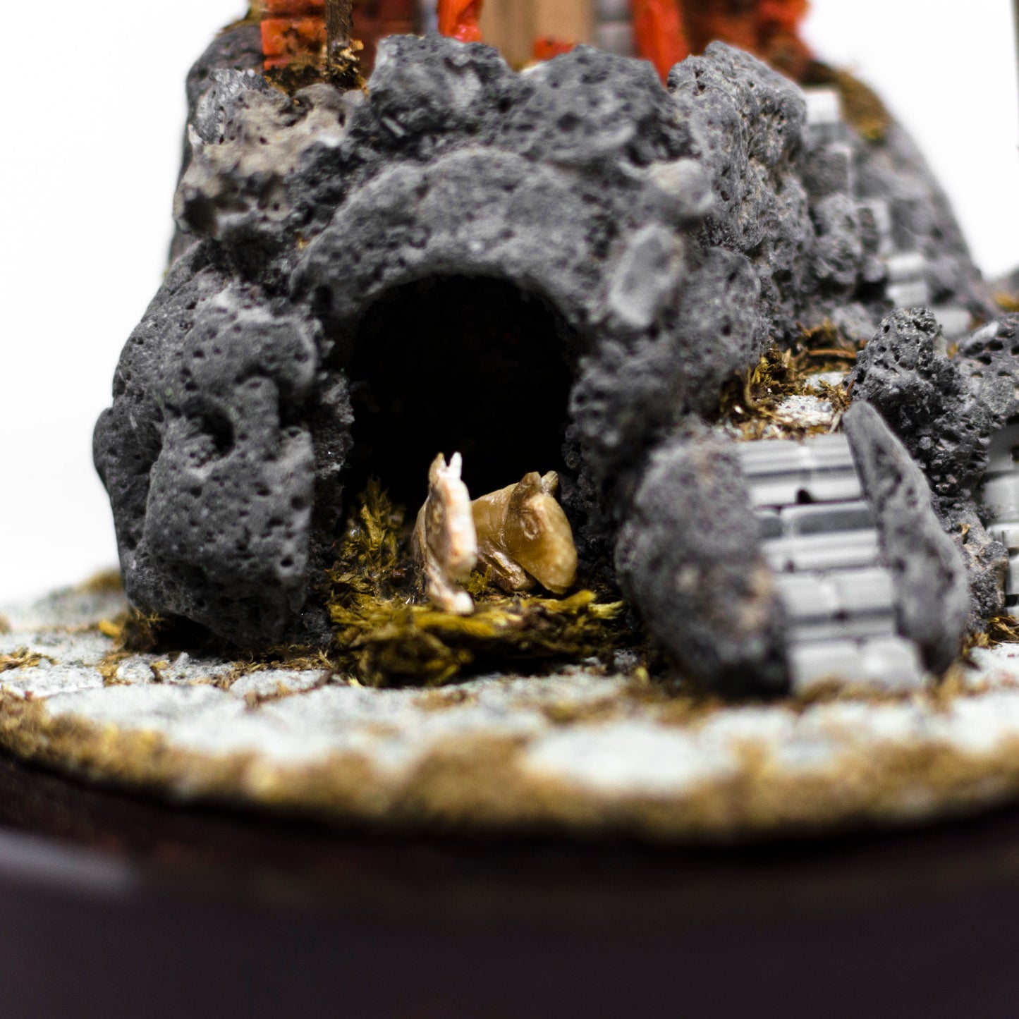 Coral and lava stone nativity scene