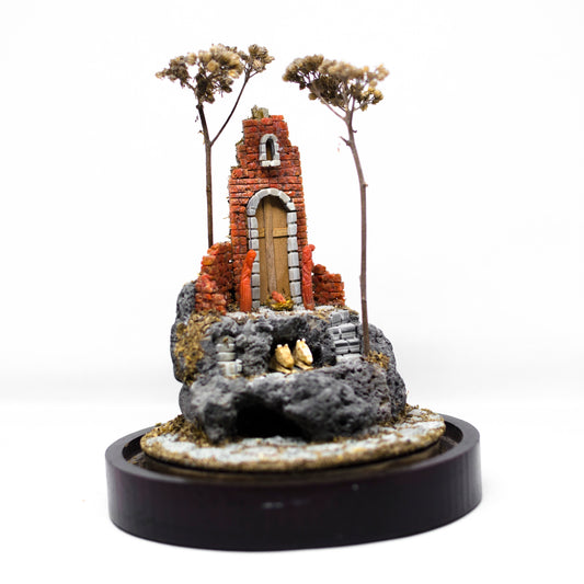 Nativity scene in coral and lava stone engraved entirely by hand