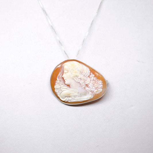 Pendente Spilla Cammeo Artistico Profilo Donna