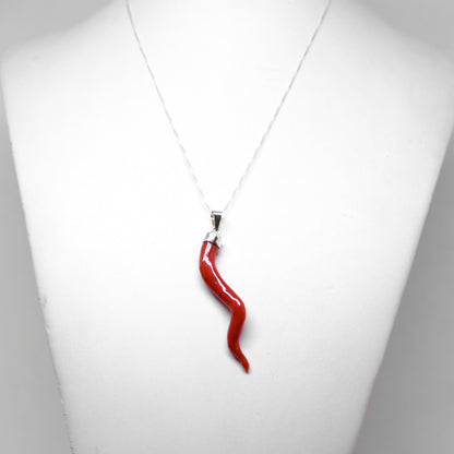 Pendente Corallo Rosso Cornetto Portafortuna