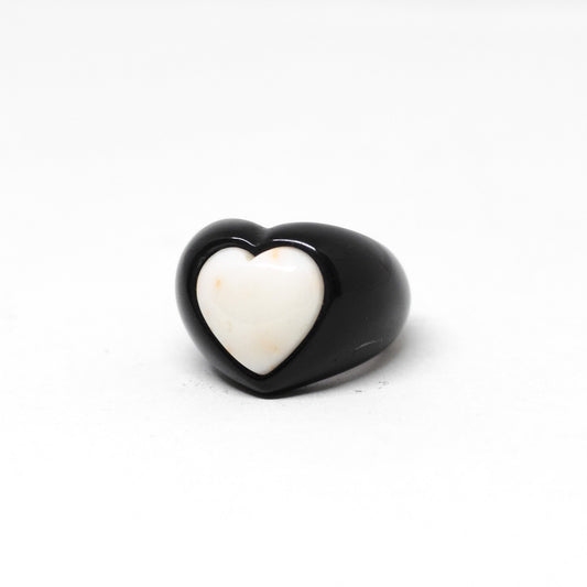 Pink coral heart shaped ring