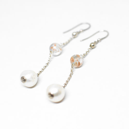Pearl and Murano Glass Earrings