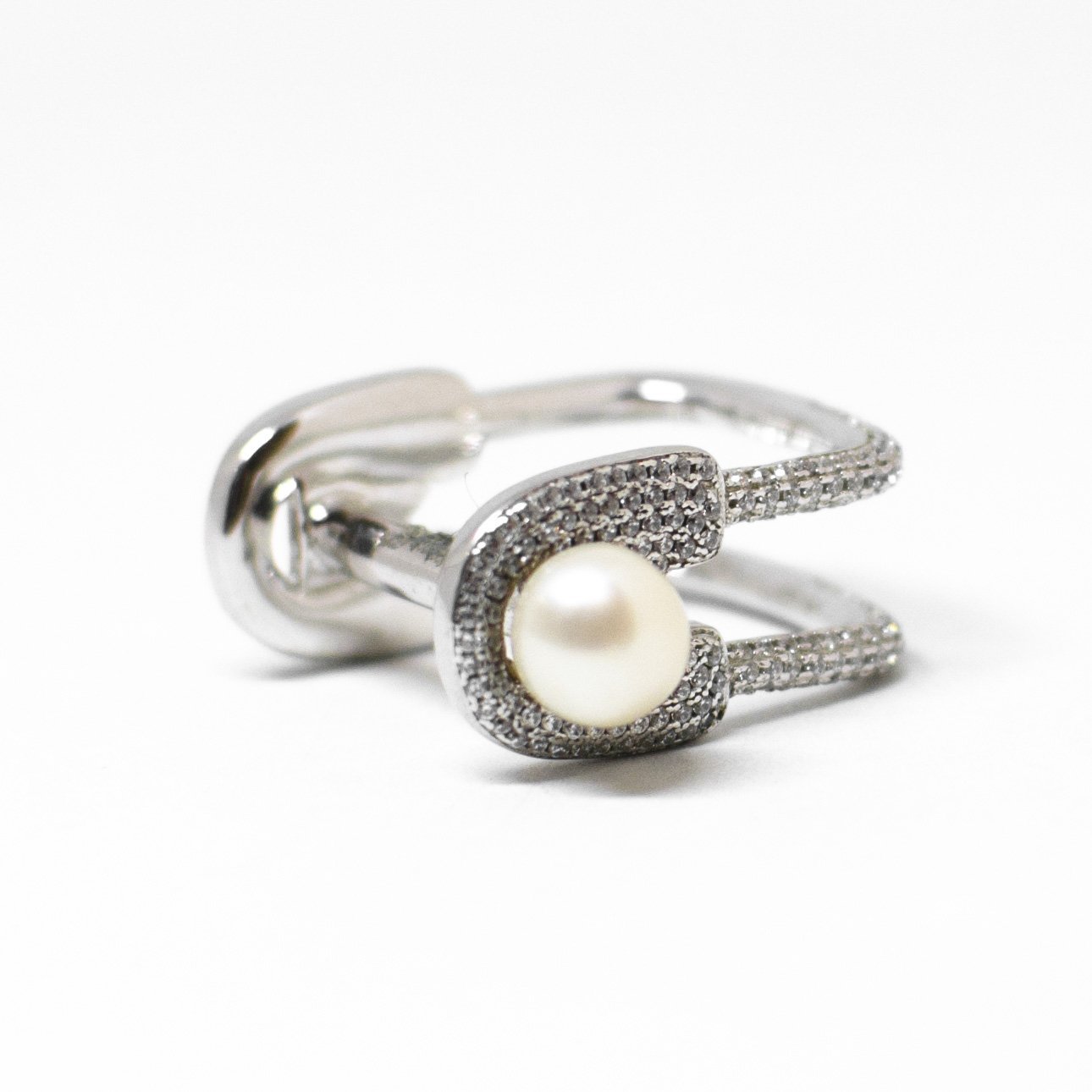 Anello "graffetta" in argento e zirconi