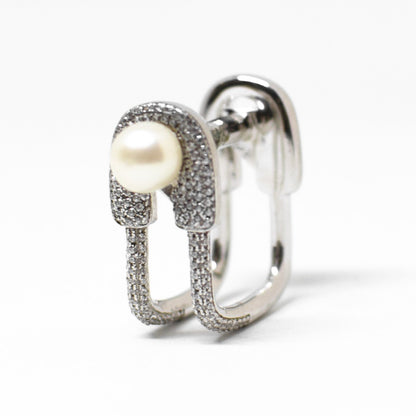 Anello "graffetta" in argento e zirconi
