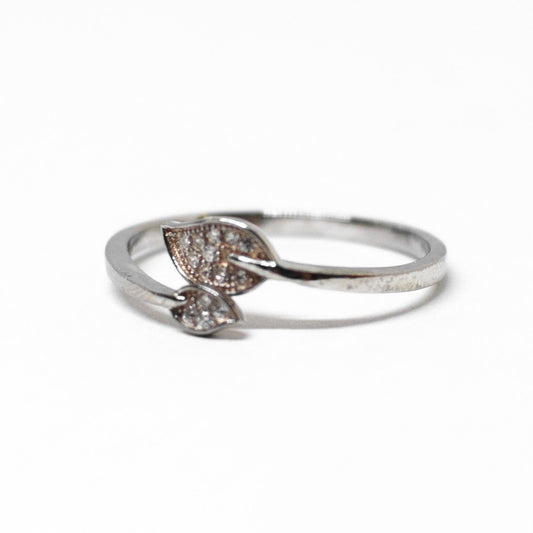 Anello "foglie" argento e zirconi