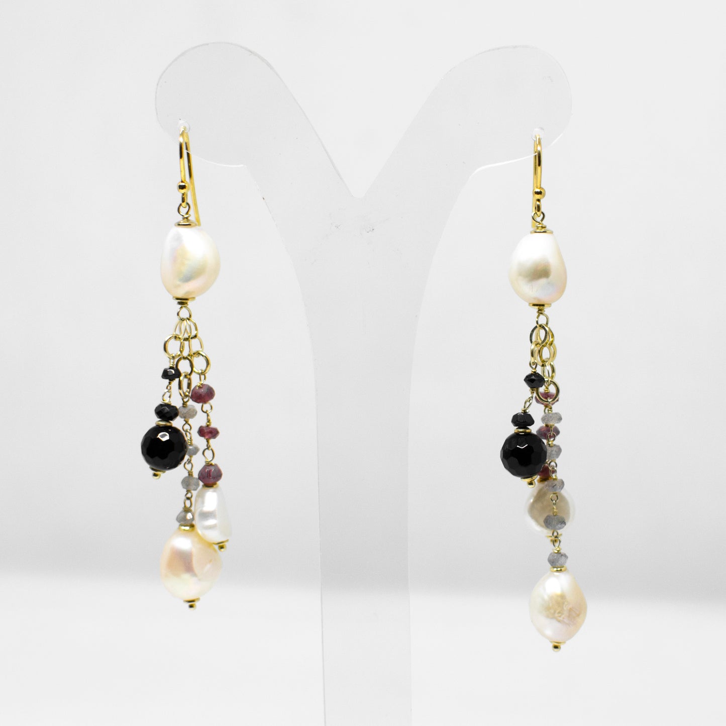 Agate and pearl earrings