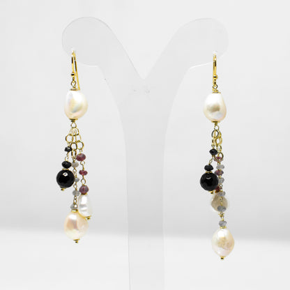 Agate and pearl earrings