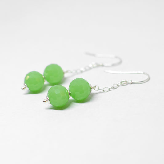 Silver and green agate earrings