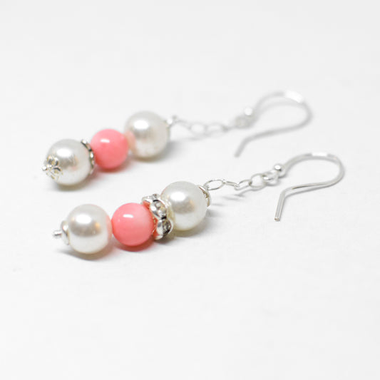 Pearl, agate and zirconia earrings