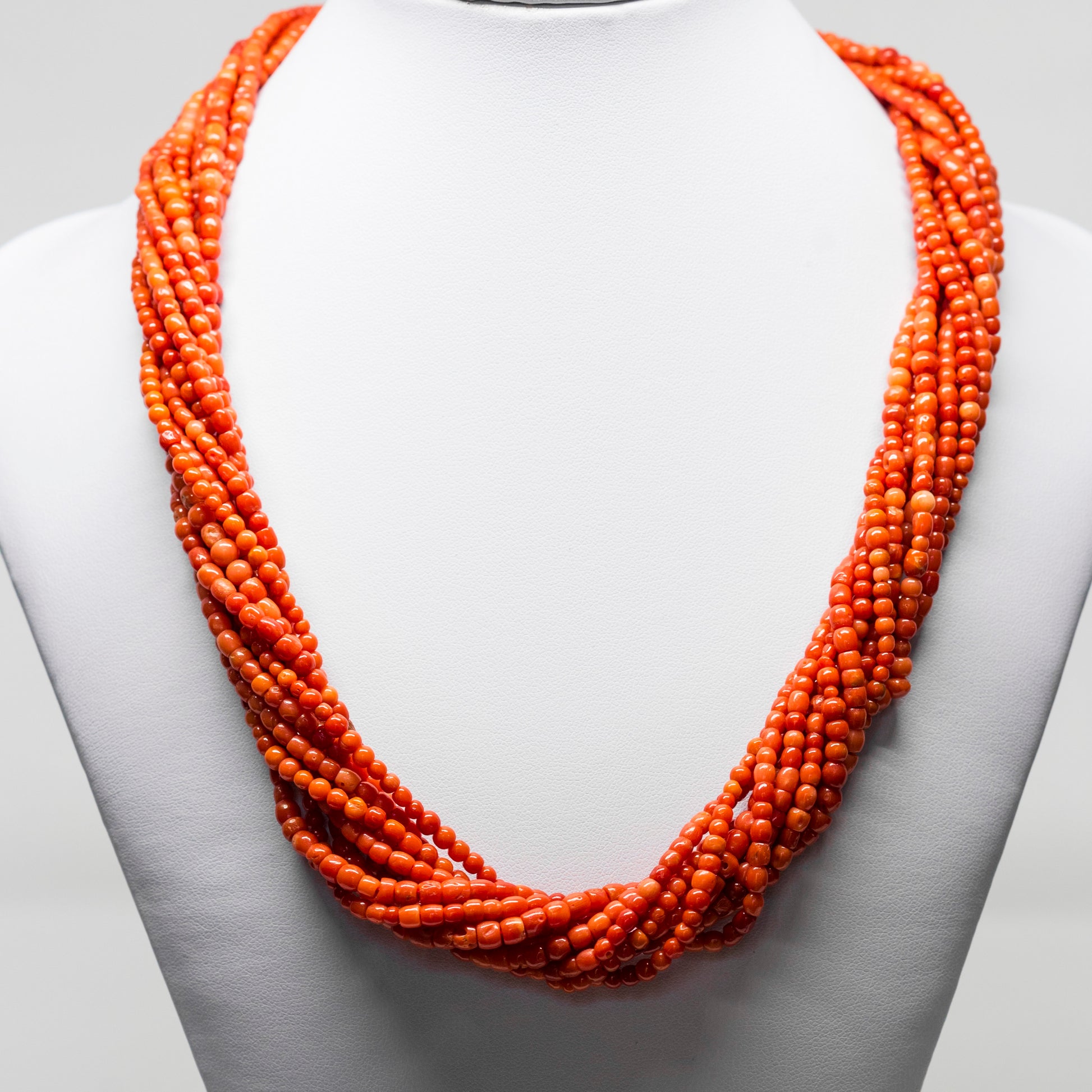 Collana A Torchon Composta Da N. 6 Fili Di Corallo Rosso Sferico Di Mm - Foto 3